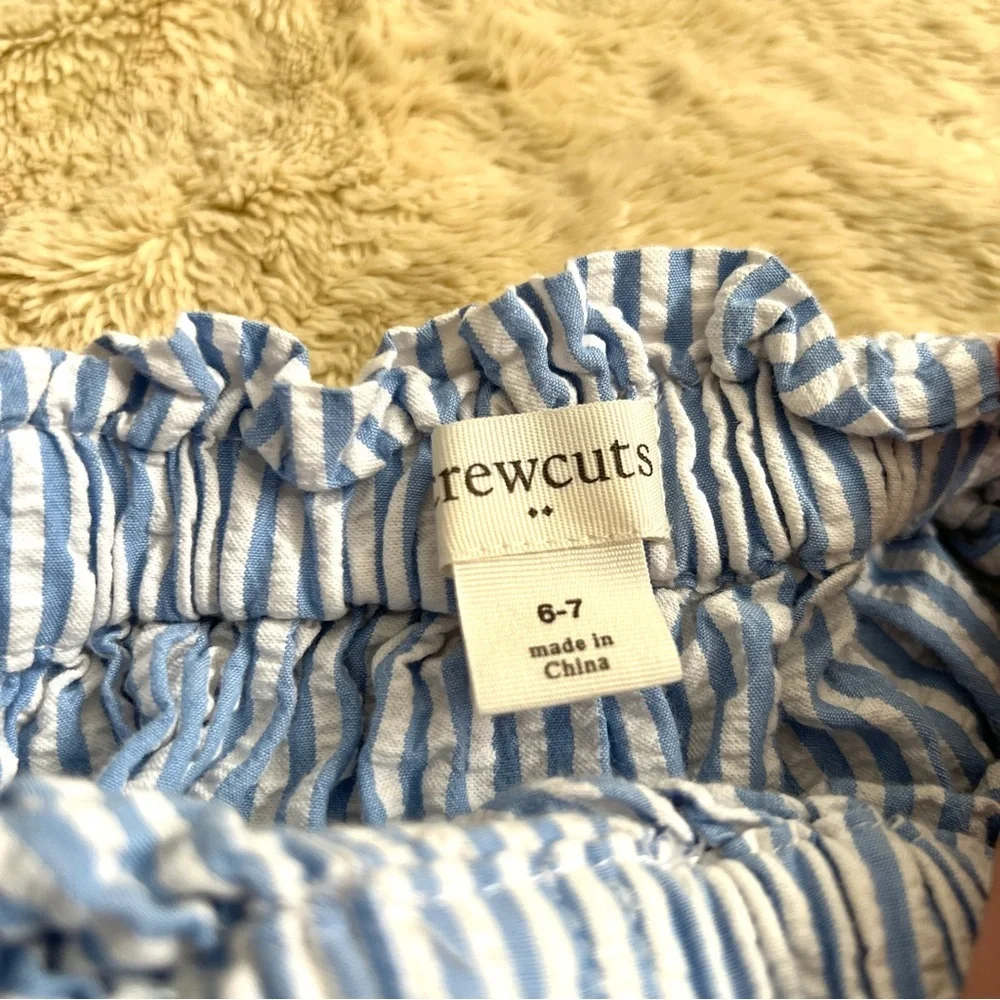 CREWCUTS J.Crew Girls Blue & White Stripe Cotton Skirt Size 6-7